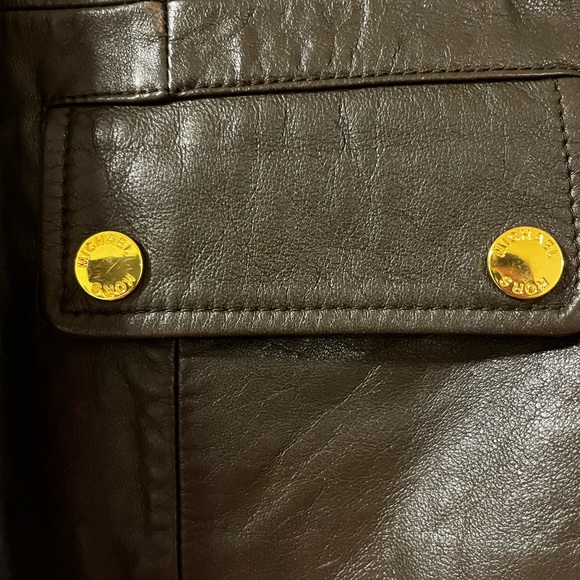 Michael Kors Brown Leather jacket sz 2 - Picture 4 of 5